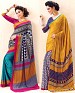 THANKAR COMBO ONE MULTY PRINTED SAREE AND YELLOW PRINTED SAREE @ 31% OFF Rs 1977.00 Only FREE Shipping + Extra Discount - Saree, Buy Saree Online, Printed, Crepe, Buy Crepe,  online Sabse Sasta in India - Sarees for Women - 3655/20150925