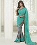 NEW ATTRACTIVE AQUA AND GREY DESIGNER SAREE @ 44% OFF Rs 1112.00 Only FREE Shipping + Extra Discount - Designer Saree, Buy Designer Saree Online, EMBROIDERY WORK, CHIFFON Saree, Buy CHIFFON Saree,  online Sabse Sasta in India - Sarees for Women - 9386/20160520