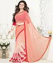 Peach And White Printed Saree @ 31% OFF Rs 1112.00 Only FREE Shipping + Extra Discount - Designer Saree, Buy Designer Saree Online, Printed Saree, GEORGETTE Saree, Buy GEORGETTE Saree,  online Sabse Sasta in India - Sarees for Women - 9452/20160520