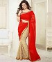 Red And Cream Printed Saree @ 31% OFF Rs 1112.00 Only FREE Shipping + Extra Discount - Designer Saree, Buy Designer Saree Online, Printed Saree, GEORGETTE Saree, Buy GEORGETTE Saree,  online Sabse Sasta in India - Sarees for Women - 9453/20160520