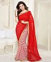 Red And White Printed Saree @ 31% OFF Rs 1112.00 Only FREE Shipping + Extra Discount - Designer Saree, Buy Designer Saree Online, Printed Saree, GEORGETTE Saree, Buy GEORGETTE Saree,  online Sabse Sasta in India - Sarees for Women - 9456/20160520