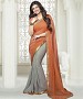 Orange And Grey Printed Saree @ 31% OFF Rs 1112.00 Only FREE Shipping + Extra Discount - Designer Saree, Buy Designer Saree Online, Printed Saree, GEORGETTE Saree, Buy GEORGETTE Saree,  online Sabse Sasta in India - Sarees for Women - 9460/20160520