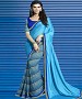 Sky Blue And Blue Printed Saree @ 31% OFF Rs 1112.00 Only FREE Shipping + Extra Discount - Designer Saree, Buy Designer Saree Online, Printed Saree, GEORGETTE Saree, Buy GEORGETTE Saree,  online Sabse Sasta in India - Sarees for Women - 9466/20160520