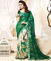 Green And Off White Printed Saree @ 31% OFF Rs 1112.00 Only FREE Shipping + Extra Discount - Designer Saree, Buy Designer Saree Online, Printed Saree, GEORGETTE Saree, Buy GEORGETTE Saree,  online Sabse Sasta in India - Sarees for Women - 9467/20160520