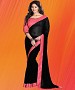 Black And Pink Plain Saree @ 31% OFF Rs 1112.00 Only FREE Shipping + Extra Discount - Designer Saree, Buy Designer Saree Online, Printed Saree, GEORGETTE Saree, Buy GEORGETTE Saree,  online Sabse Sasta in India -  for  - 9470/20160520