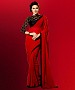 Red And Black Plain Saree @ 31% OFF Rs 1050.00 Only FREE Shipping + Extra Discount - Partywear Saree, Buy Partywear Saree Online, Georgette Saree, Deginer Saree, Buy Deginer Saree,  online Sabse Sasta in India - Sarees for Women - 9472/20160520