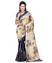 NAVY BLUE & CREAM PRINTED BHAGALPURI SAREE @ 31% OFF Rs 679.00 Only FREE Shipping + Extra Discount - BHAGALPURI SILK, Buy BHAGALPURI SILK Online, Printed Saree, DESIGNER SAREE, Buy DESIGNER SAREE,  online Sabse Sasta in India - Salwar Suit for Women - 9535/20160520