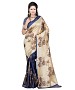 CREAM & NAVY BLUE PRINTED BHAGALPURI SAREE @ 31% OFF Rs 679.00 Only FREE Shipping + Extra Discount - BHAGALPURI SILK, Buy BHAGALPURI SILK Online, Designer Saree, Partywear saree, Buy Partywear saree,  online Sabse Sasta in India - Sarees for Women - 9585/20160520