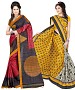 COMBO ONE MULTY & OFF WHITE PRINTED SAREE AND YELLOW & OFF WHITE PRINTED SAREE @ 31% OFF Rs 926.00 Only FREE Shipping + Extra Discount - BHAGALPURI SILK, Buy BHAGALPURI SILK Online, Designer Saree, Partywear saree, Buy Partywear saree,  online Sabse Sasta in India - Sarees for Women - 9591/20160520