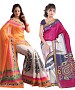 COMBO ONE ORANGE & OFF WHITE PRINTED SAREE AND MULTY PRINTED SAREE @ 31% OFF Rs 926.00 Only FREE Shipping + Extra Discount - BHAGALPURI SILK, Buy BHAGALPURI SILK Online, Designer Saree, Partywear saree, Buy Partywear saree,  online Sabse Sasta in India - Sarees for Women - 9594/20160520