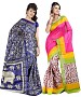 COMBO ONE BLUE PRINTED SAREE AND MULTY PRINTED SAREE @ 31% OFF Rs 926.00 Only FREE Shipping + Extra Discount - BHAGALPURI SILK, Buy BHAGALPURI SILK Online, Designer Saree, Partywear saree, Buy Partywear saree,  online Sabse Sasta in India - Sarees for Women - 9599/20160520