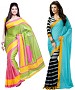COMBO ONE MULTY PRINTED SAREE AND SKY & BLACK PRINTED SAREE @ 31% OFF Rs 926.00 Only FREE Shipping + Extra Discount - BHAGALPURI SILK, Buy BHAGALPURI SILK Online, Designer Saree, Combo Deal, Buy Combo Deal,  online Sabse Sasta in India - Sarees for Women - 9602/20160520