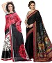 COMBO ONE MULTY PRINTED SAREE AND BLACK PRINTED SAREE @ 31% OFF Rs 926.00 Only FREE Shipping + Extra Discount - BHAGALPURI SILK, Buy BHAGALPURI SILK Online, Designer Saree, Combo Deal, Buy Combo Deal,  online Sabse Sasta in India - Sarees for Women - 9611/20160520