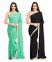 COMBO ONE AQUA PLAIN SAREE AND BLACK PLAIN SAREE @ 31% OFF Rs 1112.00 Only FREE Shipping + Extra Discount - Georgette Saree, Buy Georgette Saree Online, Designer Saree, Combo Deal, Buy Combo Deal,  online Sabse Sasta in India - Sarees for Women - 9614/20160520