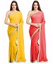 COMBO ONE YELLOW PLAIN SAREE AND RED PLAIN SAREE @ 31% OFF Rs 1112.00 Only FREE Shipping + Extra Discount - Partywear Saree, Buy Partywear Saree Online, Designer Saree, Combo Deal, Buy Combo Deal,  online Sabse Sasta in India - Sarees for Women - 9618/20160520