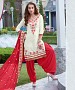EMBROIDERED WHITE AND RED PATIYALA STYLE SALWAR KAMEEZ @ 31% OFF Rs 1482.00 Only FREE Shipping + Extra Discount - Cotton Suit, Buy Cotton Suit Online, Patiala Suit, Semi Stiched Suit, Buy Semi Stiched Suit,  online Sabse Sasta in India -  for  - 9349/20160520