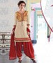 EMBROIDERED CREAM AND MAROON PATIYALA STYLE SALWAR KAMEEZ @ 31% OFF Rs 1482.00 Only FREE Shipping + Extra Discount - Cotton Suit, Buy Cotton Suit Online, Patiala Suit, Semi Stiched Suit, Buy Semi Stiched Suit,  online Sabse Sasta in India -  for  - 9350/20160520