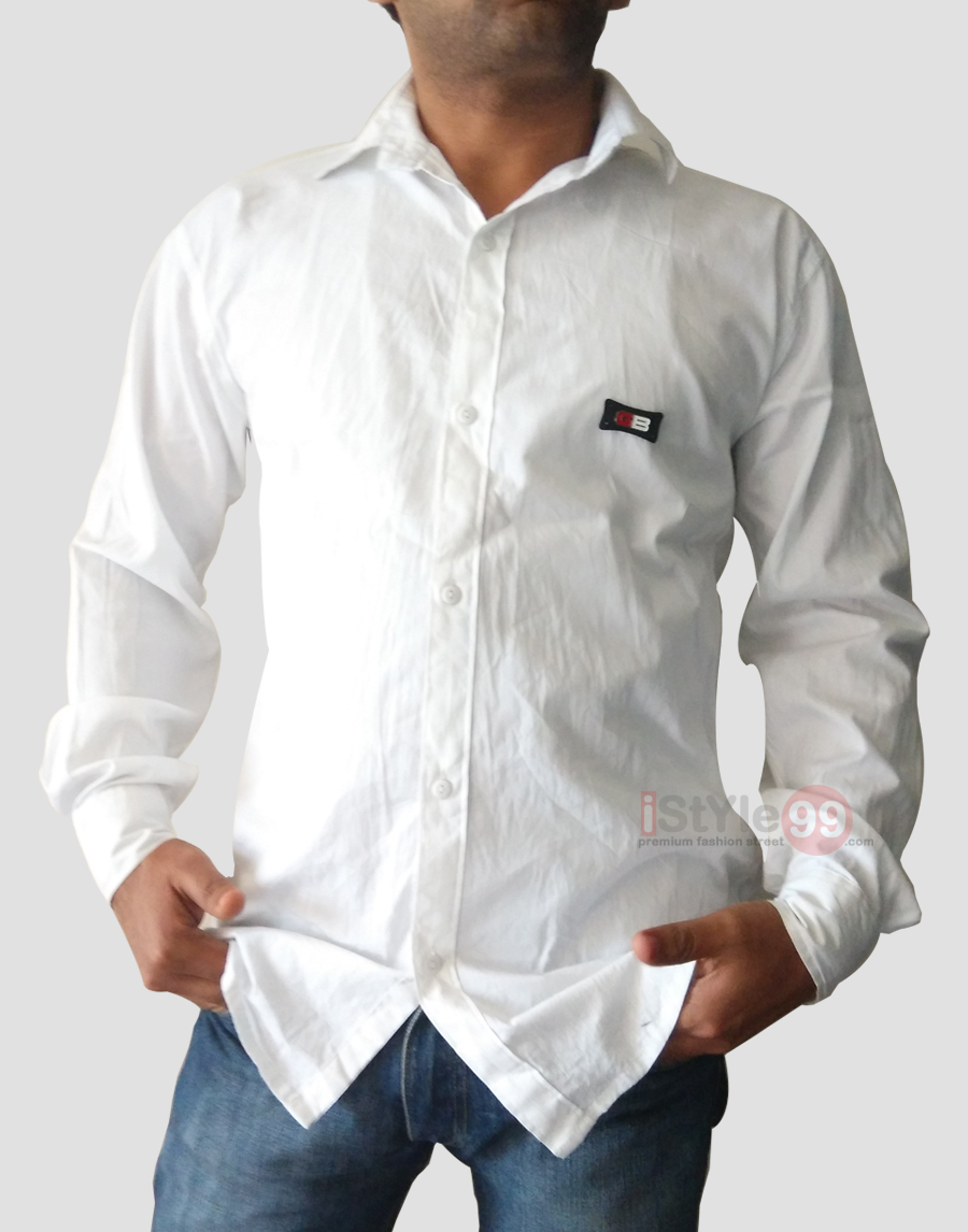 mens white casual shirt