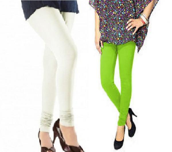 Cotton Off White and Parrot Green Color Leggings Combo @ 31% OFF Rs 407.00  Only FREE Shipping + Extra Discount - Stylish legging, Buy Stylish legging  Online, simple legging, Combo Deal, Buy