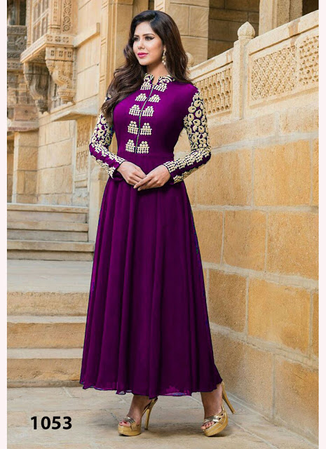 purple color anarkali