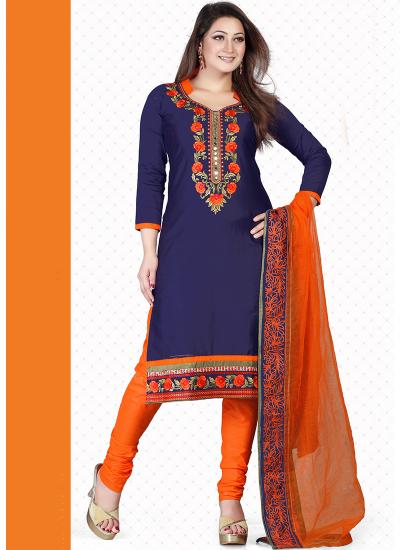 dark blue and orange dress